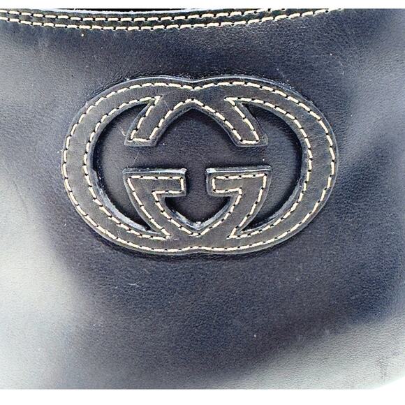 Gucci GG Logo Interlocking Monogram Black Leather High Heels Ankle Boots US 7.5 - Picture 7 of 13